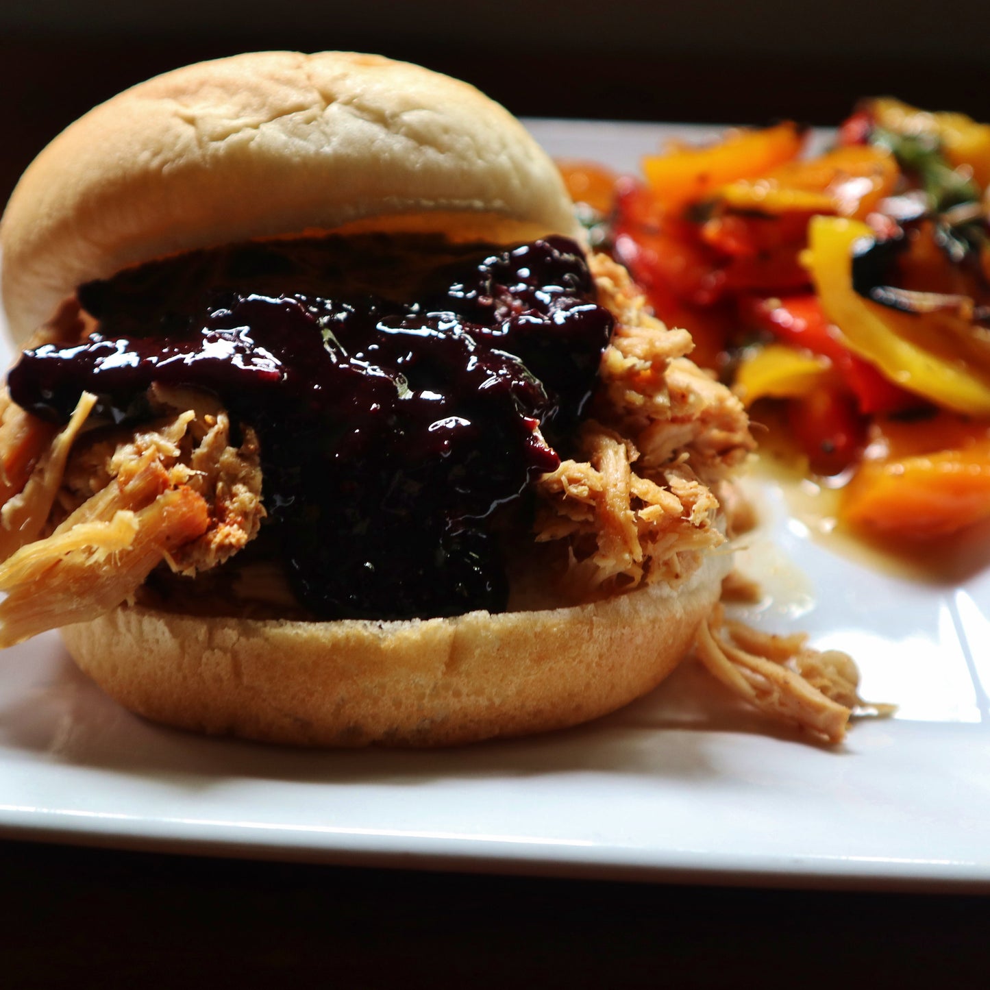 Shredded Pork with Blueberry BBQ Sauce