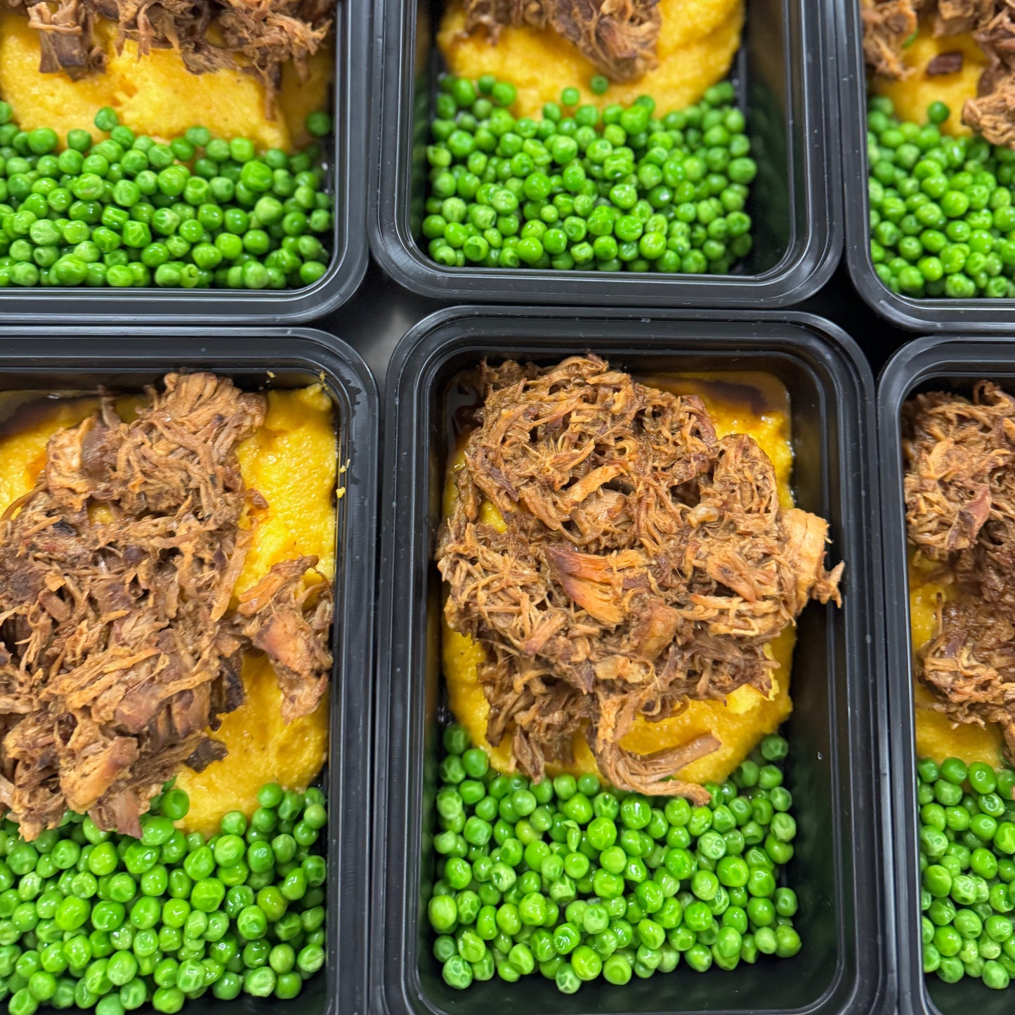 Apple Butter Pork with Cheesy Grits and Peas