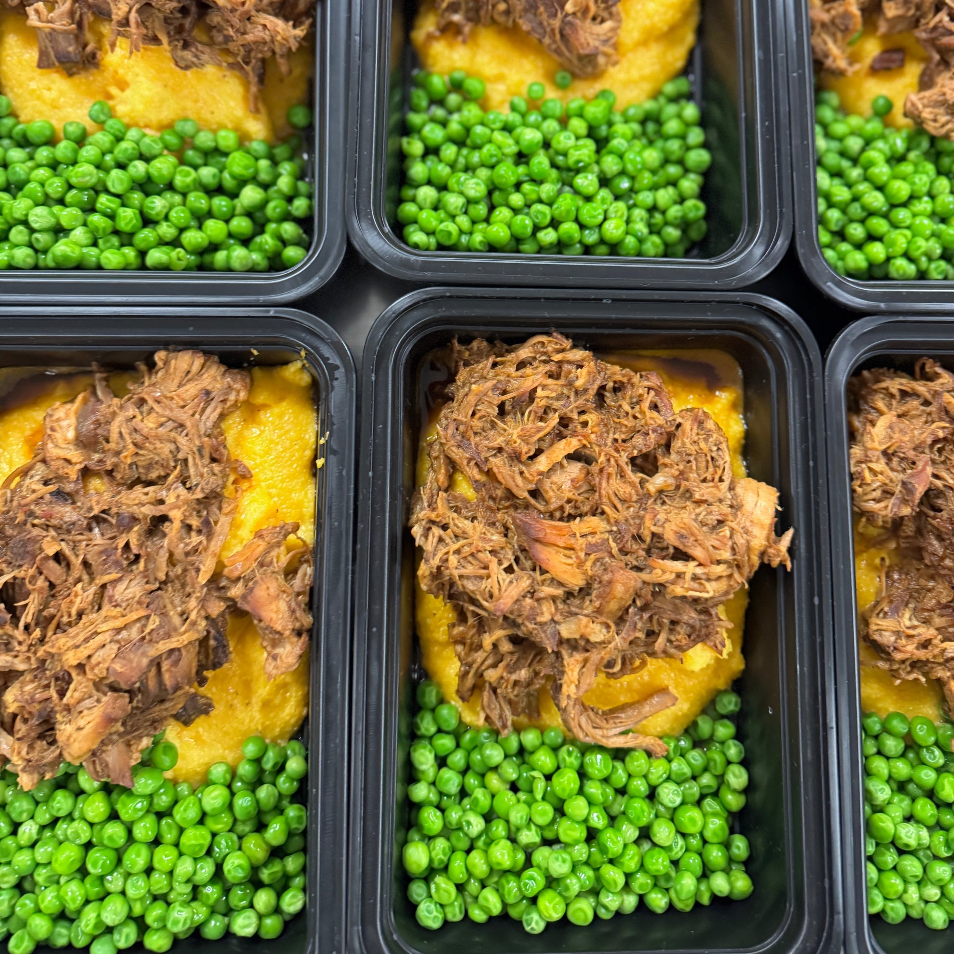 Apple Butter Pork with Cheesy Grits and Peas