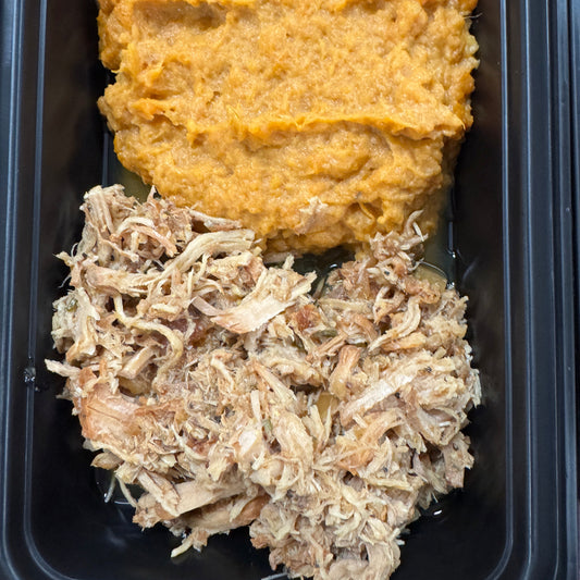 Apple Cider Pork with Whipped Sweet Potatoes