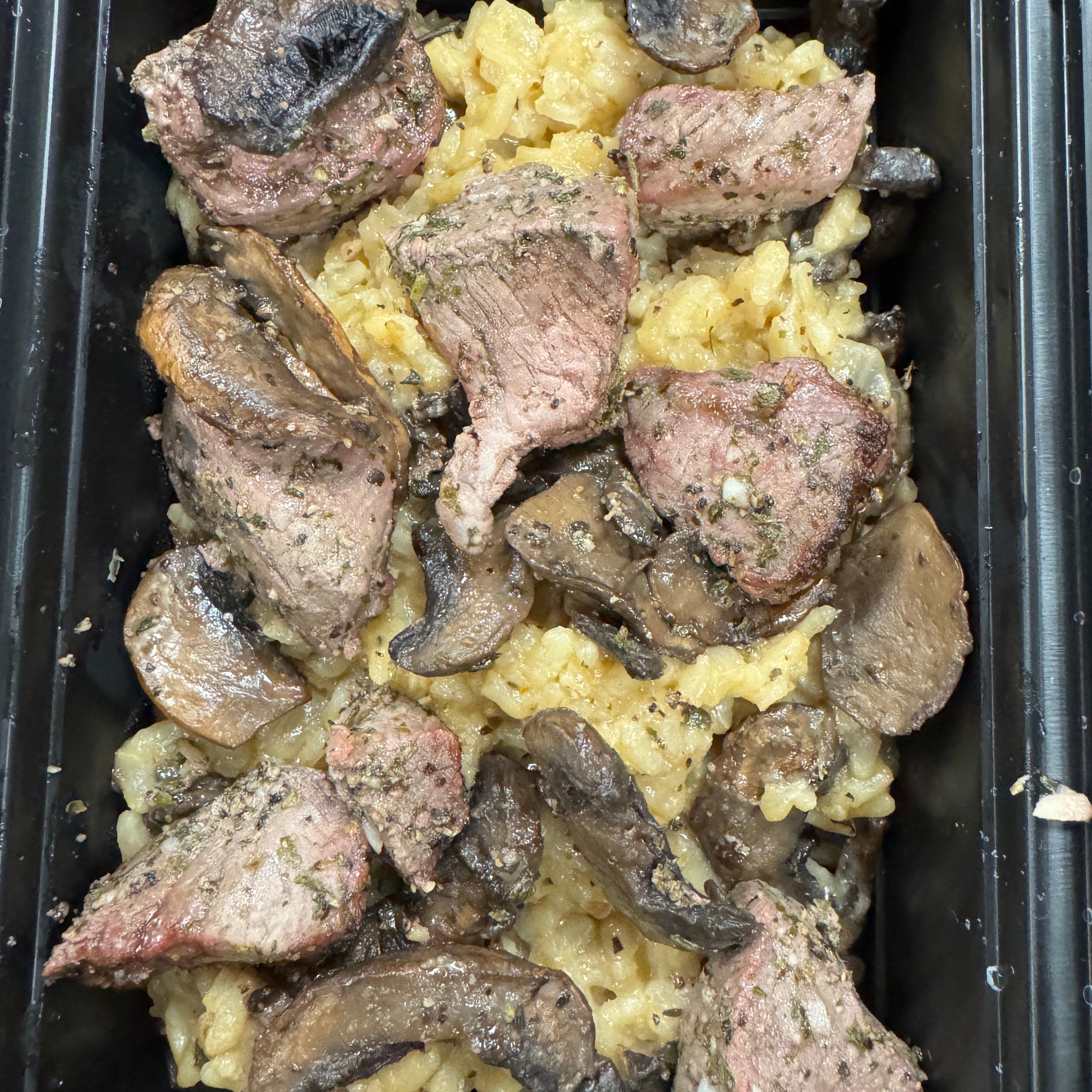 Beef Tips with Mushroom Risotto