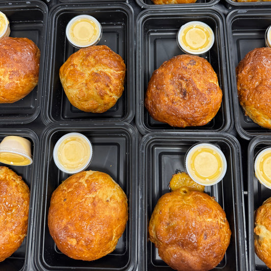 Breakfast Stuffed Pretzel Roll with Beer Cheese Sauce