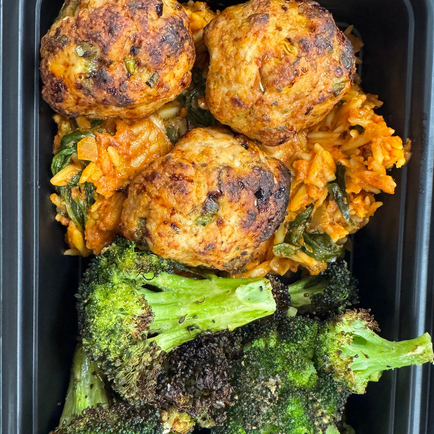 Rosemary Chicken Meatballs with Tomato Orzo