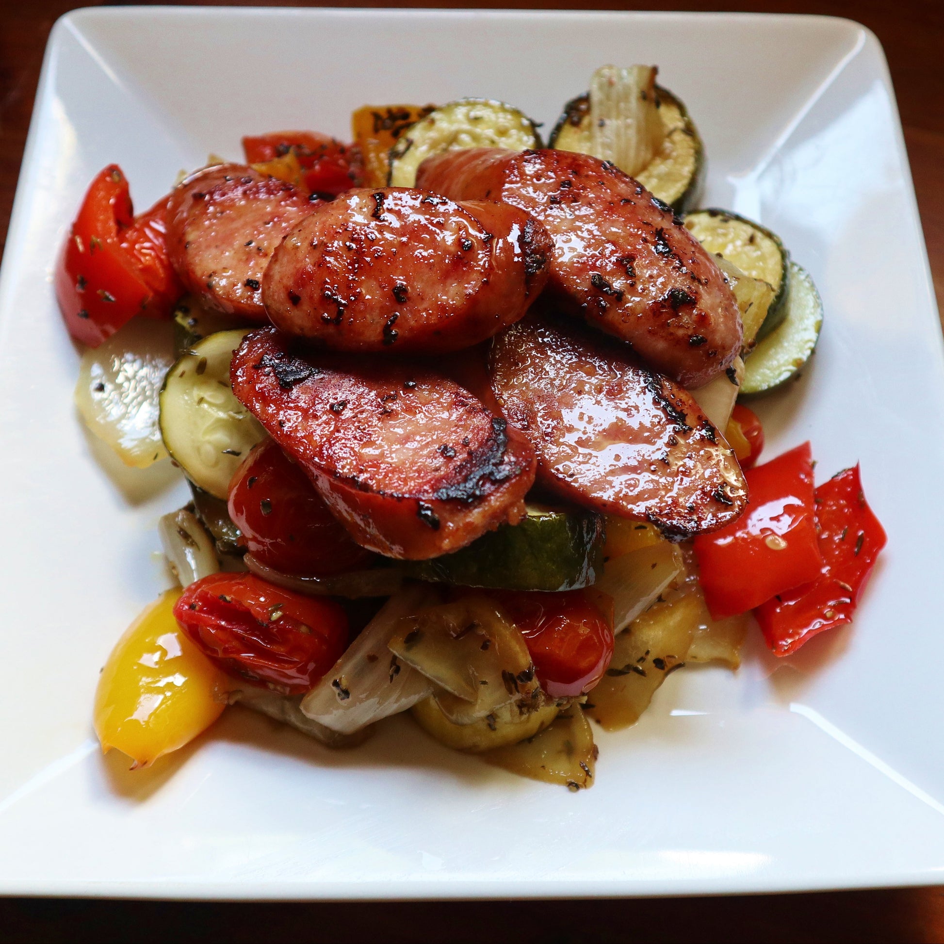 Sausage and Zucchini Sheet Pan