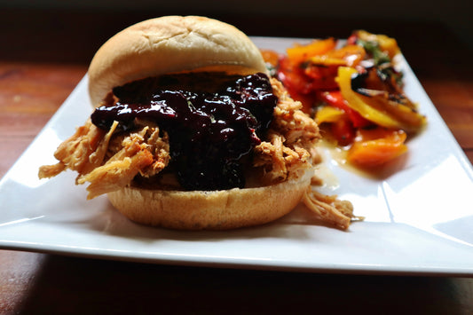 Pulled Pork with Blueberry Bourbon BBQ Sauce